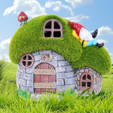Load image into Gallery viewer, ILLUMINEW House Garden Statues with Solar Lights, LED Cute Flocked Fairy House with Gnomes Garden Figurine, Outdoor Patio Yard Lawn Decorations Gift