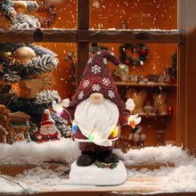 Load image into Gallery viewer, TERESA'S COLLECTIONS Christmas Decorations, Lovely Grey Christmas Gonks with Solar-Powered Lights, Santa Gonks Resin, Xmas Gnomes, Christmas Decorations Gonks Gifts, Indoor Outdoors 22.5CM