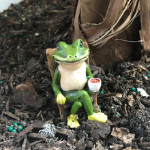 Load image into Gallery viewer, Miniature Frog Garden Statue - 2" Tall - Mini Outdoor Accessory Figurine for Fairy Garden