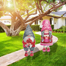 Load image into Gallery viewer, Arosche Large Valentines Day Yard Signs 2pcs with Stakes Gnomes Gardens Decorations Outdoor Ornaments Holiday Welcome Signs for Valentines Day Themed Festival Party Supplies, Lawn, Garden Yard Decor