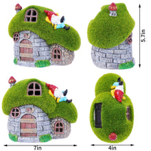 Load image into Gallery viewer, ILLUMINEW House Garden Statues with Solar Lights, LED Cute Flocked Fairy House with Gnomes Garden Figurine, Outdoor Patio Yard Lawn Decorations Gift