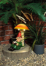 Load image into Gallery viewer, Solar Garden Ornament - Lady Gnome with Red Hat, classic outdoor ornament