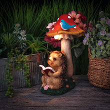 Load image into Gallery viewer, TERESA'S COLLECTIONS Garden Ornaments Outdoor, Lovely Hedgehog and Mushroom with Solar Lights, Waterproof Resin Hedgehog Ornaments, Hedgehogs Gifts, Birthday Gifts for Mum, Indoor Outdoor 17.5CM