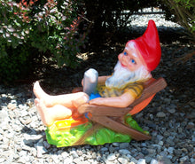 Load image into Gallery viewer, RAKSO Beer Garden Gnome, 14", Large UV Resistant Lawn Ornament