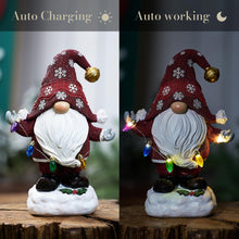 Load image into Gallery viewer, TERESA'S COLLECTIONS Christmas Decorations, Lovely Grey Christmas Gonks with Solar-Powered Lights, Santa Gonks Resin, Xmas Gnomes, Christmas Decorations Gonks Gifts, Indoor Outdoors 22.5CM