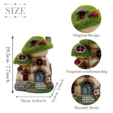 Load image into Gallery viewer, TERESA'S COLLECTIONS Garden Ornaments Outdoor, Green Flocked Solar Fairy House and Ladybugs, Waterproof Resin Fairy House Ornaments, Indoor Outdoor 16.8CM