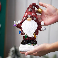 Load image into Gallery viewer, TERESA'S COLLECTIONS Christmas Decorations, Lovely Grey Christmas Gonks with Solar-Powered Lights, Santa Gonks Resin, Xmas Gnomes, Christmas Decorations Gonks Gifts, Indoor Outdoors 22.5CM