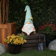 Load image into Gallery viewer, Alpine Corporation MCC844 Indoor/Outdoor Gnome Reading a Book Garden Statue, Charming Gnome Statue with Hat, 20" H, Turquoise