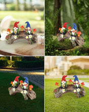 Load image into Gallery viewer, iStatue Enchanted Fairy Garden Gnomes Solar Light - 9'' Hand-Painted Resin Miniature Figurines Perfect for Yard Art Outdoor Patio Decor Lawn Ornaments and Statues Decorations (Gnomes)
