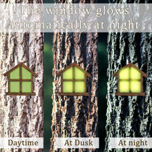 Load image into Gallery viewer, Juegoal Fairy Gnome Home Miniature Window and Door with Litter lamp for Trees Decoration, Glow in Dark Fairies Sleeping Door and Windows, Yard Art Garden Sculpture, Lawn Ornament Decor