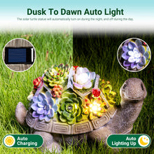 Load image into Gallery viewer, GIGALUMI Solar Turtle Garden Ornaments Outdoor Decor, Solar Garden Statue with Succulents and 7 LEDs Solar Lights, for Mum, Gifts for Mum, Gifts for Women(8.3 inch/ 21 cm)
