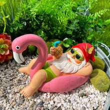 Load image into Gallery viewer, Mood Lab Garden Gnome on Flamingo - Funny Gnome Figurine - 8 Inch Depth Lawn Statue - for Outdoor or House Decor
