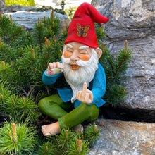 Load image into Gallery viewer, Mood Lab Garden Gnome - Relaxed Smoking Gnome - 9.6 Inch Tall Finger Statue - Lawn Garden Figurine