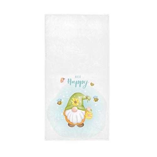 Hand Towels For Bathroom Garden Gnome Bee Happy Wash Cloths Lightweight Washcloths Soft Bathroom Towels For Spa Home Hair 40X70Cm