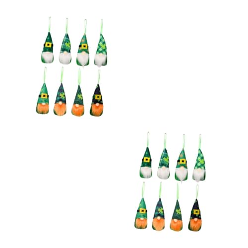 Ciieeo 2sets Funny Gnomes Garden Ornaments Patrick's Day Gnome Pendant Home Decor Cotton Cloth Party Decorations 8pcs*2