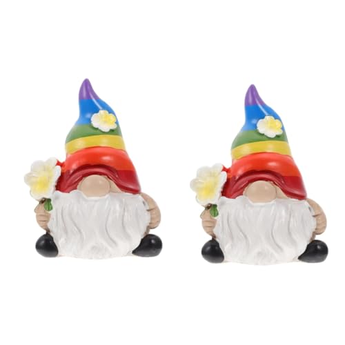 DECHOUS 2pcs Garden Gnome Unique Design Gnome Doll Figurine Outdoor Landscape Adornment Courtyard Decor Resin for Yard