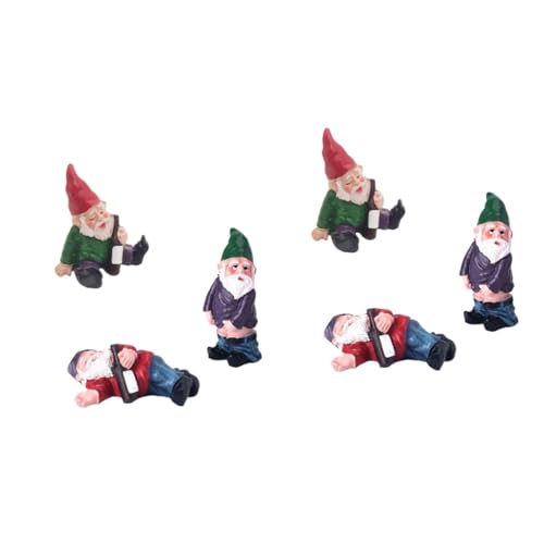 Ciieeo 6pcs Landscape Dwarf Garden Decor Funny Resin Ornaments for Outdoor Indoor Use Unique Miniature Gnome Figurines for Craftsmanship Detailed Features