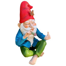 Load image into Gallery viewer, Garden Gnome Middle Finger 5.9inch Tall Resin Luminous Funny Garden Gnomes Cheeky Smoking Naughty Gnomes Fade-resistant Mini Gnomes for Garden Lawn

