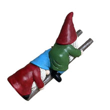 Load image into Gallery viewer, Resin Garden Gnomes, Dwarf Sculpture Statues, Resin Figurine, Cartoon Dwarf Garden Statues, Stair Climbing Dwarf, Cartoon Garden Gnomes for Patio Fence Garden Outdoor

