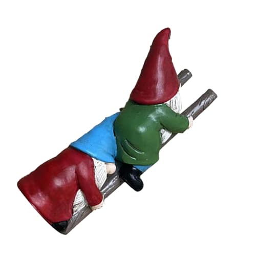 Resin Garden Gnomes, Dwarf Sculpture Statues, Resin Figurine, Cartoon Dwarf Garden Statues, Stair Climbing Dwarf, Cartoon Garden Gnomes for Patio Fence Garden Outdoor