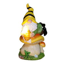 Load image into Gallery viewer, Solar Garden Statue, Gnome Figurine, Garden Ornaments, Outdoor Solar Lights, Resin Mushroom Gnome Statue with Honey Jar, Weatherproof Garden Figurine, 13.6x10x20 cm for Patio, Lawn, and Yard Decor
