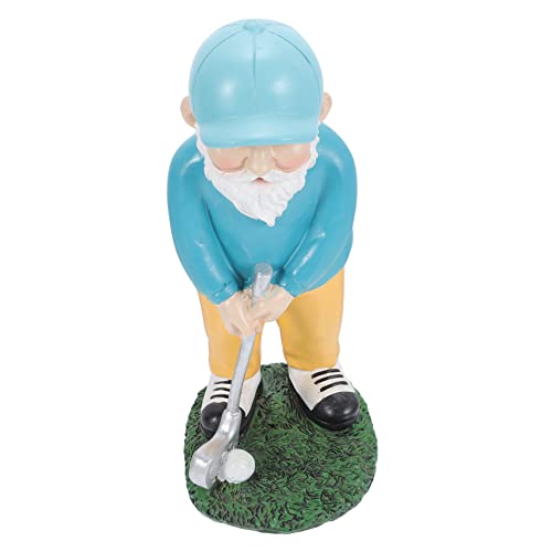FONDOTIN Golfing Gnome Statue Resin Ornament Garden Lawn Patio Decor Gnome Decorations for Home