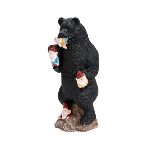 Happyyami Black Bear Statue Garden Gnome Decoration Durable Lawn Art Sculpture for Outdoor Patio Fun Bear Figurine for Garden Decor Bright Colors for Festivals and Parties