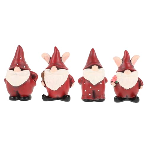 Toyvian 4pcs Outdoor Gnome Decor Resin Gnome Statues for Christmas Garden Decoration Durable Splashproof Festive Ornaments for Holiday Ambiance