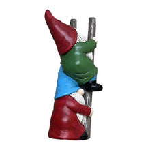 Load image into Gallery viewer, Resin Garden Gnomes, Dwarf Sculpture Statues, Resin Figurine, Cartoon Dwarf Garden Statues, Stair Climbing Dwarf, Cartoon Garden Gnomes for Patio Fence Garden Outdoor
