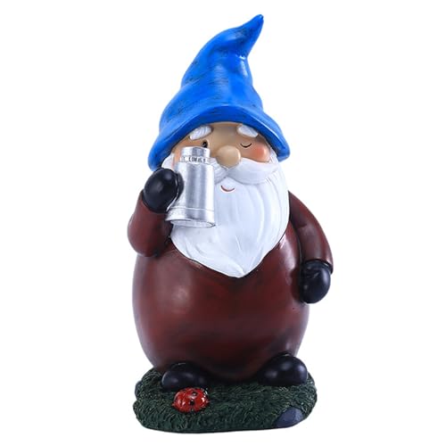 Solar Gnome Lights For Outdoor Garden - Garden Gnome Statues For Outdoor, Funny Waterproof Statues with Lighting and Decorative Figures for Porch, Halloween, Autumn, Prin