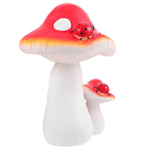 Happyyami Mushroom Figurine Lawn Ornament Large Red Mushroom Statue for Garden Decoration Outdoor Decor Fairy for Birthdays and Holidays