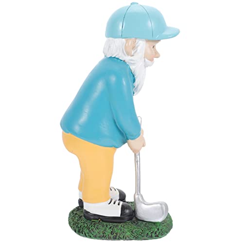 Mipcase Decorative Golfing Dwarf Ornament Resin Craft Miniature Gnome for Christmas Decor