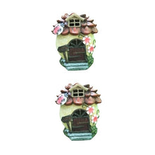 Load image into Gallery viewer, Toyvian 2 pcs Solar Powered Creative House Micro Landscape Ornament for Garden Outdoor Decor Unique Resin Glowing Adornment for Porch and Pathway Lighting
