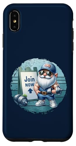 Retro Fitness Gnome In Gym Outfit With Dumbbells Vintage Gym Case for iPhone XS Max