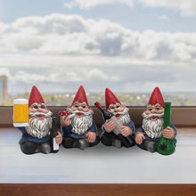 Load image into Gallery viewer, Candy Creations On Cloud 9 Bad Gnomes Drinking and Smoking, Set of 4 Naughty Lawn Dwarves, Funny Garden or Indoor Home Decor
