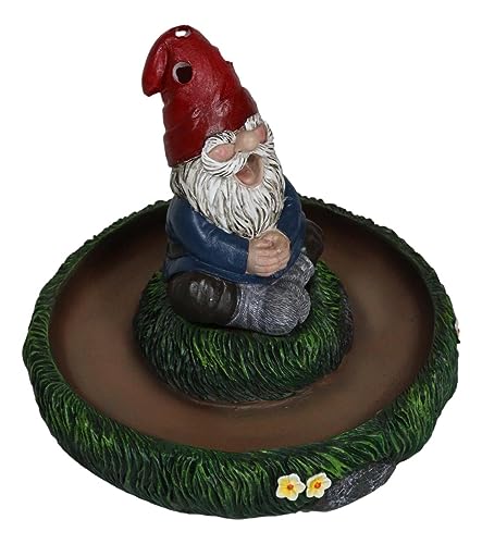 Ebros Gift Gnaughty Pot High Smoking Gnome Garden Friend Sunflowers Grass Greens Zen Meditation Cone and Stick Incense Burner Holder Figurine Fantasy Home Decorative Accent