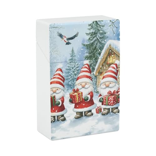 Christmas Gnomes Plastic Cigarette Cases Portable Smoking Storage Box Lightweight Cigarettes Holder for Men Women