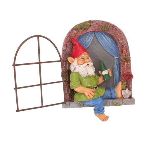 Cabilock 1pc Creative Gnome Statue Hanging Craft Adorable Drinking Dwarf Decor for Indoor and Outdoor Garden Lightweight Tree Ornament for Patio Lawn Decoration