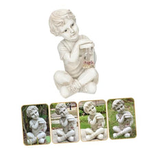 Load image into Gallery viewer, Toyvian Solar Sculpture Outdoor Resin Garden Statue with Decorative Lighting for Lawn Patio and Brings Joyful Childhood Memories to Your Home
