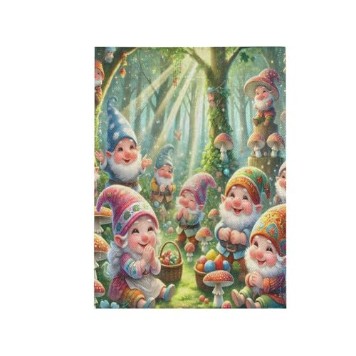Cheerful Gnomes Green Yard Flags for Outside, Large Garden Flags, Outdoor Decorative Flags