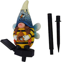 Load image into Gallery viewer, Gnome Solar Light, Bee Gnome Statue, Garden Stake Lights, Outdoor Solar Gnome, 14.5x9.5cm/5.71x3.74 Inches, 0.34k G, Resin, Abs Floor Plug for Garden, Lawn, Patio, Yard
