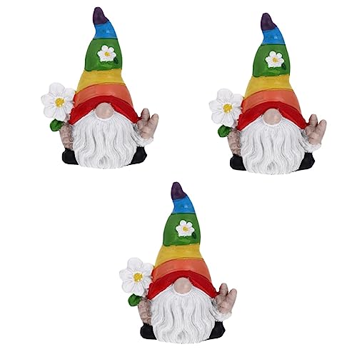 BESPORTBLE 3pcs Creative Resin Gnome Doll for Garden Decoration Handmade Gnome Figurines for Courtyard Landscape and Home Decor