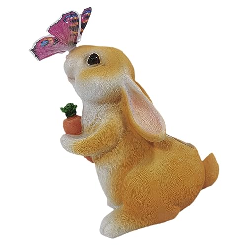 Happyyami Garden Solar Bunny Light Decorative Lawn Lamp for Creative Animal Statues for Outdoor Garden Decor Compact Night Lighting