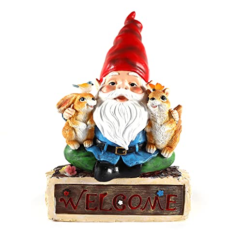 Outdoor Garden Gnome Ornaments with Solar Lights Funny Garden Gnomes Outdoor Statue for Patio Lawn Home Yard Decorations (with Solar Lights)