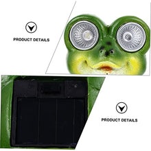 Load image into Gallery viewer, Happyyami Creative Solar Powered Frog Garden Lantern Green Resin Statue for Outdoor Decor for Patio Lawn and Pathway Lighting Elegant Solar Garden Ornament with
