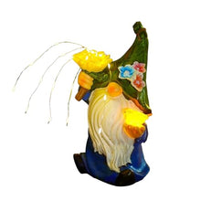 Load image into Gallery viewer, Solar Statues Garden Figurines, Resin Gnome Night Lamp, Weatherproof Outdoor Design, Strong and Decorative, for Lawn Patio Pathway Backyard Porch Housewarming Use, 9.5x5x4.25 Inches
