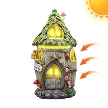 Load image into Gallery viewer, Solar Light Fairy Garden House, Solar Garden House Figurines, Backyard Halloween Decoration, Outdoor Statues, Outdoor, Lawn Ornaments for Home and Outdoor Decor
