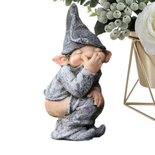 Load image into Gallery viewer, Iouyjiu Funny Design Garden Decorations, Resin Garden Ornaments Outdoor, Cute Yard Gnome Statues, Small Outdoor Gnome Figurines 9x9x15cm for Garden, Yard, Patio, Outdoors, Gray Color

