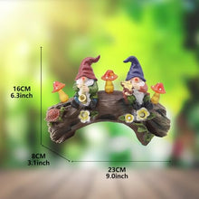 Load image into Gallery viewer, Gnome Garden Statue, Resin Garden Gnomes with Mushroom Solar Light, Miniature Figurines for Yard Art, Outdoor Patio Solar Light Decor, Lawn Ornaments, and Statues Decorations
