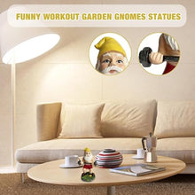 Load image into Gallery viewer, Garden Gnome Statue - Garden Gnome Statue - Dumbbell Weight Lifting Sculpture Dwarf Figurine Vivid Expression Decoration for Garden Yard Lawn Bedroom - Outdoor Fun Fitness Dumbbell Weight
